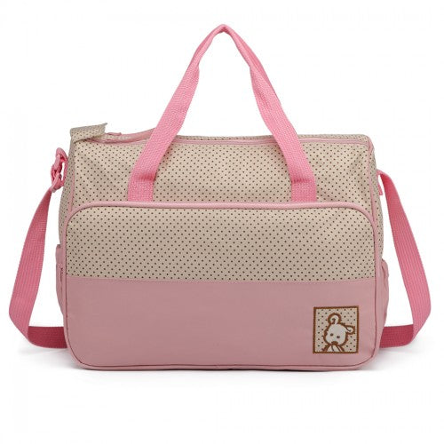 9026 - Miss Lulu Polyester 5 Pcs Set Maternity Baby Changing Bag Polka Dot Series - Pink