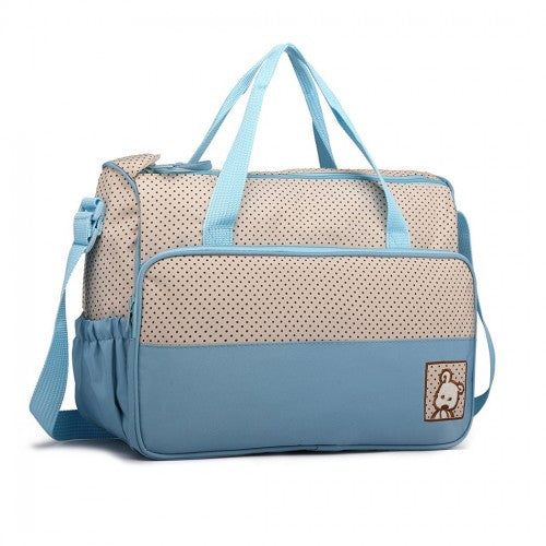9026 - Miss Lulu Polyester 5 Pcs Set Maternity Baby Changing Bag Polka Dot Series - Blue