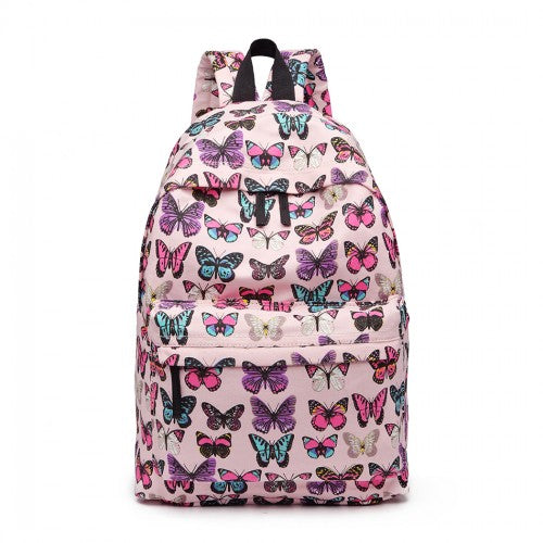 E1401B - Miss Lulu Large Backpack Butterfly Pink