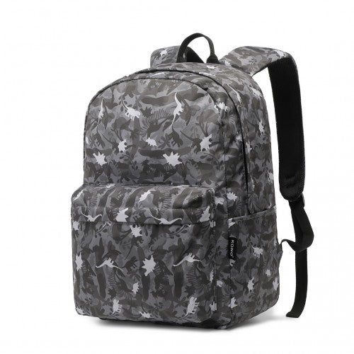 EQ2328 - Kono Dinosaur Patterned Leisure School Backpack - Grey