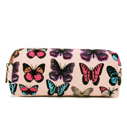 PC-B - Miss Lulu Canvas Pencil Case Butterfly Pink